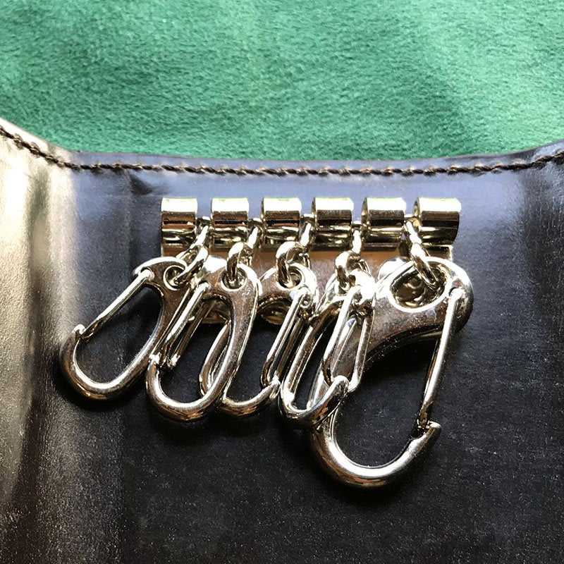 三つ折りキーホルダー イギリス製ブライドルレザー 【日本製 本革】