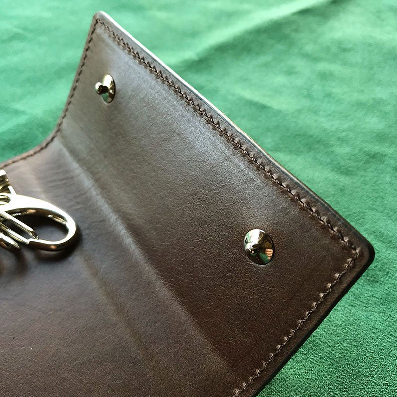 三つ折りキーホルダー キーケース イタリア製ヌメ革 【日本製 本革】