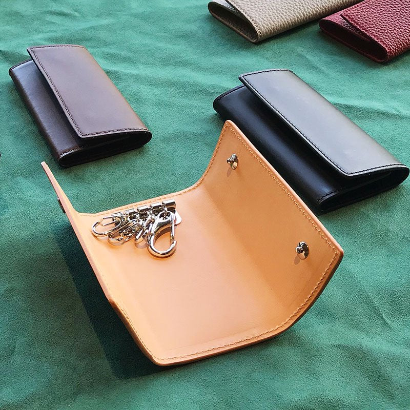 三つ折りキーホルダー キーケース イタリア製ヌメ革 【日本製 本革