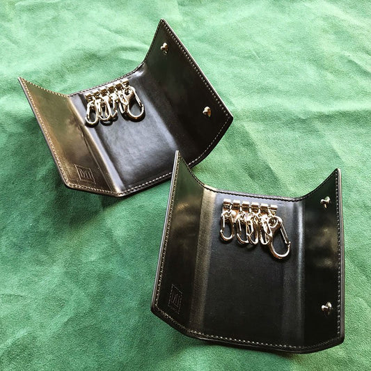 三つ折りキーホルダー イギリス製ブライドルレザー 【日本製 本革】